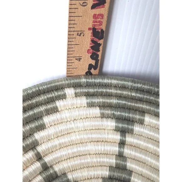 Coil African Basket Sisal  Maisha Hope Luck Bowl Wall Green Flower Handcrafted - Picture 5 of 7